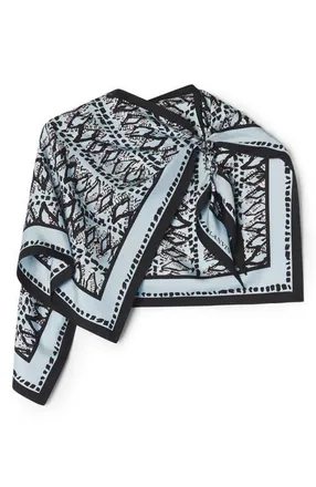 Lanvin Painted Diamond Motif Top With Jewelry Fastener in Sky Blue/black at Nordstrom