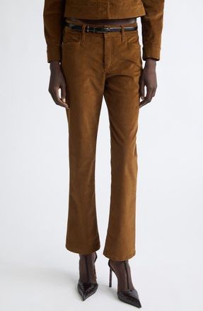 Tom Ford Stretch Cotton Velvet Skinny Flare Pants in Tobacco at Nordstrom, Size 26
