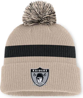 Nike Las Vegas Raiders Rewind Peak Nike Mens NFL Cuffed Pom Beanie in Brown | NF160J2R8DV-M17