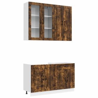 vidaXL Unidad De Cocina Kalmar 4 Uds. Roble Ahumado Vidaxl