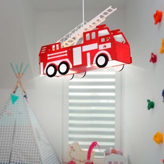 Globo Lighting L&aacute;mpara Colgante De P&eacute;ndulo Roja Para Coche Del Departamento De Bomberos, Iluminaci&oacute;n Para Sala De Juegos Para Ni&ntilde;os, Globo 15726