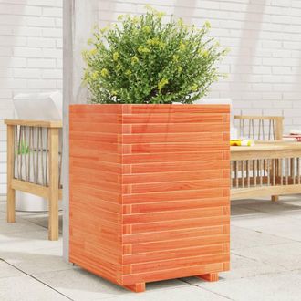 Berkfield Home Garden Planter Wax Brown 50x50x72 cm Solid Wood Pine | Size: 50 x 50 x 72 cm