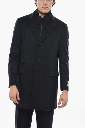 Corneliani CC COLLECTION Wool and Cashmere Coat with Removable Chest-Pi size 52