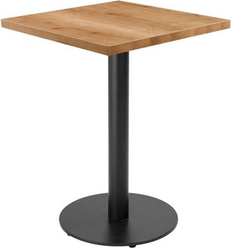 Oviala Mesa de comedor 60 cm pie negro y revestimiento de madera clara