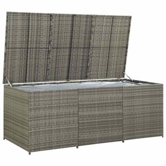 Berkfield Home Garden Storage Box Poly Rattan 180x90x70 cm Grey | Size: 180 x 90 x 70 cm