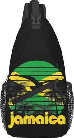 Generic Vintage Retro Jamaica Flag Jamaican Sling Bag Trendy Crossbody Bag Anti Theft Daypack For Sports Outdoors Workout