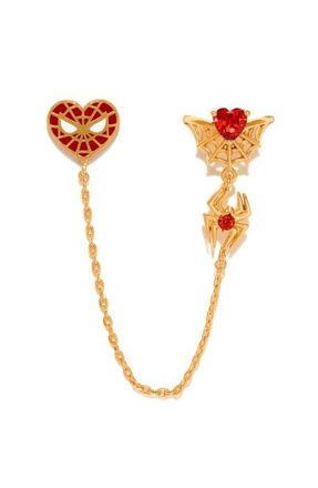 Girls Crew Marvel Spider-Man Web of Love Single Stud & Cuff Earring in Gold at Nordstrom