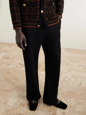 Valentino Garavani Embellished Suede and Leather Loafers