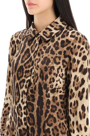 Dolce & Gabbana Womens Printed Satin Shirt - Tan Silk - Size EU 32 (Womens)