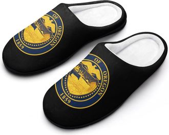 Generic Oregons State Seal Mens Slippers Slip On Comfortable Fleece Cotton House Shoes Winter