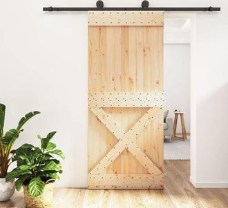 vidaXL Furniture Limited - Puerta Corredera Con Herrajes Madera Maciza