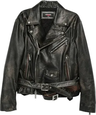 Dsquared2 Belted Leather Biker Jacket