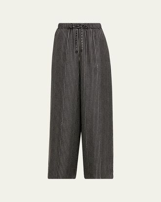 Max Mara Rope Pinstripe Wide-Leg Pull-On Pants