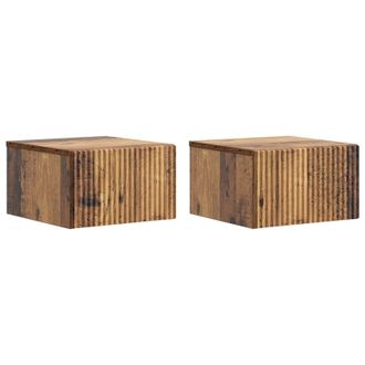vidaXL Mesita De Noche De Pared Con Caj&oacute;n 2 Pcs Madera Envejecida Vidaxl
