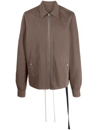Rick Owens zip-up drawstring shirt jacket - men - Cotton/Polyamide - L - Grey