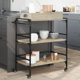 vidaXL Carrito De Cocina Madera Ingenier&iacute;a Roble Sonoma 81,5x41x92,5cm Vidaxl