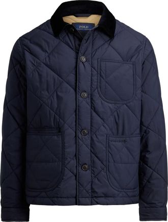 Polo Ralph Lauren Gewatteerd jack met ribfluwelen kraag - Blauw