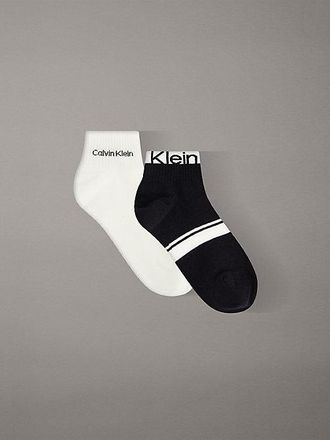 Calvin Klein 2 Pack Cotton Logo Stripe Ankle Socks
