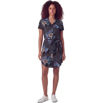 Lords of Harlech Exotic Floral Womens Shirt Dress in Exotic Floral Black at Nordstrom, Size Xx-Large