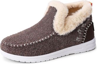 Generic Winter Snow Boots for Women Waterproof Ankle Non Slip Walking Booties Arch Support Work Boots Fashion Warm Plush Round Toe Cotton Loafers Shoes