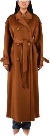 Elisabetta Franchi Cappotto doppiopetto in panno double di lana - - Coats - Donna - Marrone - L