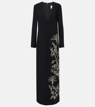 Costarellos Vita beaded crepe gown