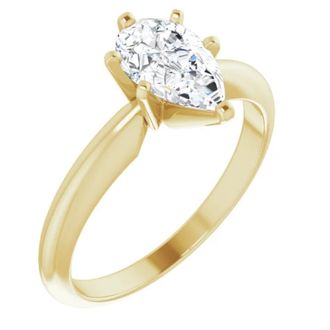 Pompeii3 1/3Ct Solitaire Pear Shape Diamond Engagement Ring in 14k White or Yellow Gold