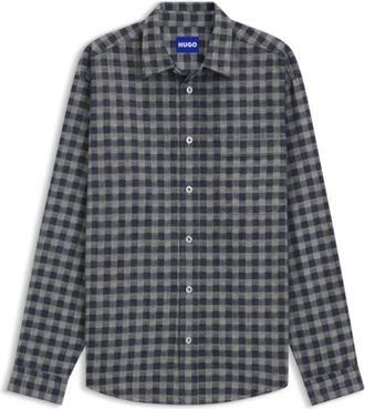 HUGO BOSS Checked oversized-fit shirt in cotton twill