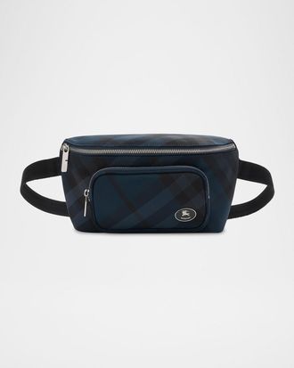 Burberry Mens Grid Nylon Belt Bag