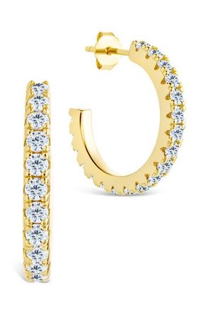 Sterling Forever Eleri Cubic Zirconia Hoop Earrings in Gold at Nordstrom