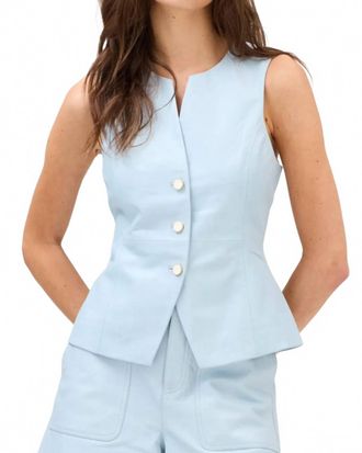 Allison New York Oliver Leather Vest In Powder Blue