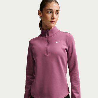 Nike Womens One Therma-FIT 1/2-Zip Mid Layer in Red | HV3688-654