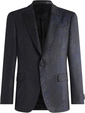 Etro jacquard paisley single-breasted blazer - men - Fabric - 50 - Black