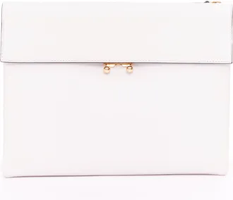 Marni Trunk White Calfskin Clutch Bag