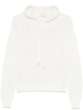 PESERICO sequined knitted hoodie - women - Polyester/Cotton - 44 - White