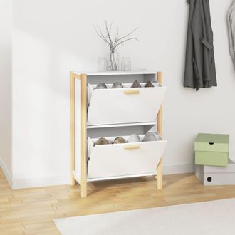 vidaXL Vidaxl - Mueble Zapatero Madera Contrachapada Blanco 57,5x33x80 Cm
