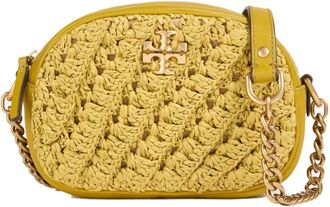 Tory Burch Kira Crochet Logo Camera Bag - Dames - Schoudertassen - Groen - ONE Size - Leer - Tassen