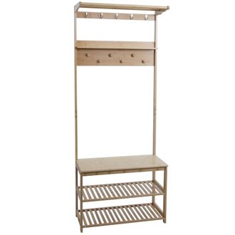 Hhg Hhg - Perchero De Bamb&uacute; 590, Perchero Zapatero Banco Zapatero, Percheros Mvg 170x70x31cm