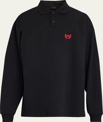 Balenciaga Mens BB-Laurel Oversized Fleece Polo Shirt