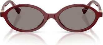 Miu Miu 50mm Oval Sunglasses in Opal Burgundy /Dark Grey at Nordstrom