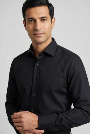 Olymp Businesshemd OLYMP Luxor modern fit, Herren, Gr. 38, N-Gr, schwarz, Web, Obermaterial: 64% Baumwolle, 27% Polyester, 9% Elasthan, Hemden Businesshemd,