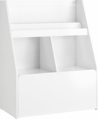 SoBuy Sobuy - Libreria Per Bambini Scaffale Per Bambini Con Cassapanca Portagiochi Estraibile Mobili Cameretta Bianco 76x40x100cm KMB83-W