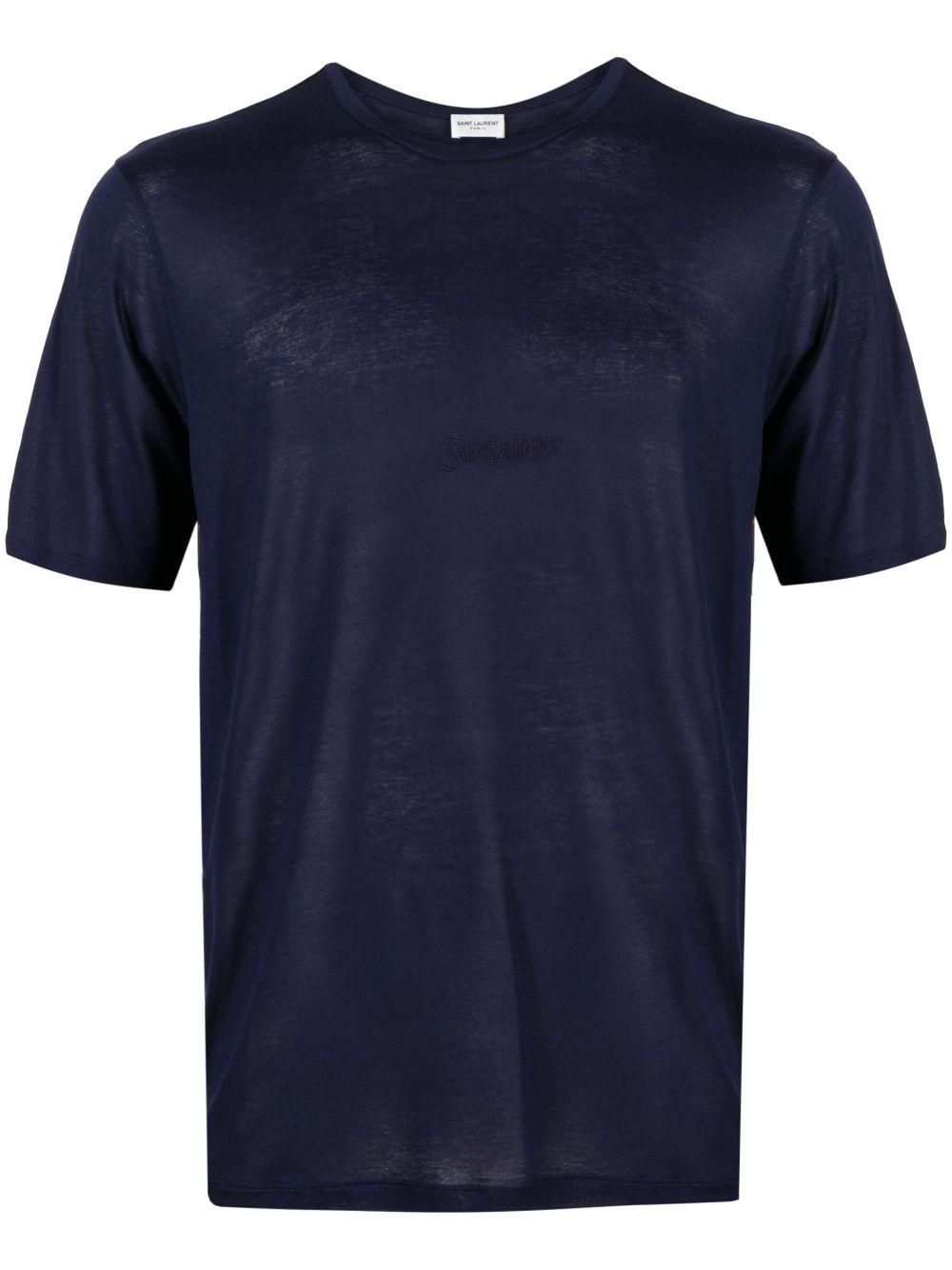 Tシャツ・カットソー SAINT LAURENT Navy Blue Cotton T-Shirt SAINT LAURENT NAVY BLUE LOGO PRINT T-SHIRT | miinto | REVERSIBLE
