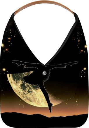 Generic Moon Dancing Silhouette Reusable Lightweight Grocery Bags - Foldable Into Compact Pouch, Washable & Sturdy, Multipurpose for Shopping and Travel