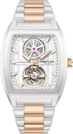 Kenneth Cole The Milford Tonneau Open Heart Automatic Bracelet Watch, 40mm x 52.5mm in Two Tone at Nordstrom