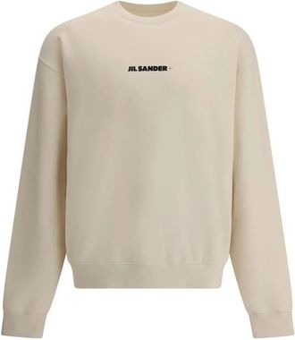 Jil Sander Minimalistische Logo Sweatshirt met Ribdetails - Heren - Sweatshirts - Beige - S - Hoodies & sweatvesten