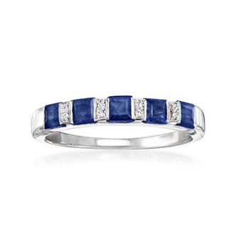 Ross-Simons Sapphire Ring With Diamonds in Sterling Silver