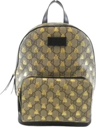 Gucci Pre-owned Vintage GG Supreme Rugzak - Dames - Vintage Rugzakken - Beige - ONE Size - Vintage