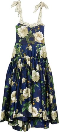 Alice & Olivia Rosalee floral tie-strap midi dress - Blue