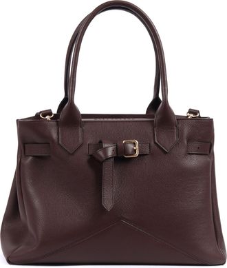Ballantyne Medium Structured Gold-Buckle Leather Top-Handle Bag